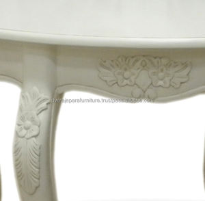 Indonesia Furniture - Mahogany French <b>Round</b> <b>White</b> Carved Dining <b>Table</b> Furniture - Product Image 2
