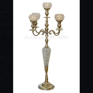 New Best Wholesale Price New Arrival Metal Aluminum Crystal <b>Candelabra</b> 5 Candle With Flower Bowl Tall Candle Holder for Wedding - Product Image 5
