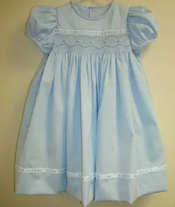 Ropa de manga corta para niños, vestido de una pieza para niñas en azul