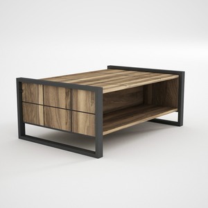 Table basse de luxe exclusive en noyer meilleure vente en Turquie aggloméré avec accessoire d'ameublement en métal au design complexe - Product Image 5