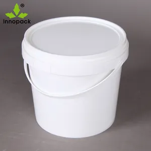 4L纯白色塑料桶带塑料盖的冰淇淋