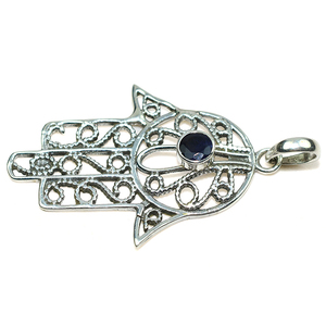 Pendentifs en argent Sterling 925 Iolite bleue de forme ronde Pure, bijoux uniques en argent, fabricant de bijoux indiens - Product Image 3
