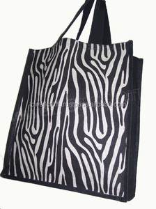 Zebra Print Jute Tote <b>Bag</b> Eco-Friendly Shopping <b>Bag</b> Natural Fiber Reusable Rope Handle <b>Medium</b> <b>Size</b> - Product Image 4