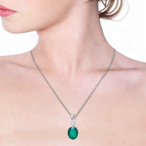 Piedra preciosa de forma ovalada de ónix verde, colgante de plata de ley 925, joyería, colgante de moda, colgante de ajuste de bisel para mujer. - Product Image 3