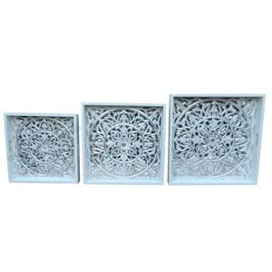 ถาดแกะสลักมือออกแบบใหม่ที่น่าสนใจถาดเสิร์ฟไม้ MDF ชุด 3 โรงแรมร้านอาหารอุปทานถาดตกแต่งอุปทานโรงงาน - Product Image 4