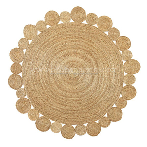 Approvisionnement d'usine tapis de jute rond tapis tressé à la main avec différents modèles couleur tissé Techniques porte chambre extérieur décor à la maison - Product Image 5