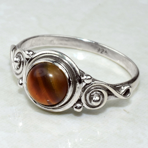 Bague en argent Sterling 925, forme ronde, lunette jaune, œil de tigre, bijoux en argent Sterling, vente en gros - Product Image 2