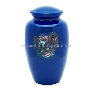 <b>Large</b> Blue Brassworld India Cremation <b>Urn</b> for Ashes Premium Funeral Supplies - Product Image 3