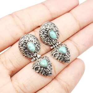 Winsome-pendientes de plata de ley 925 con forma de triángulo, joyería de plata con forma de Larimar - Product Image 3