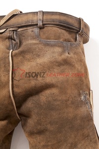 Lederhosen bavaroises vintage en daim avec broderie, costumes d'Oktoberfest, Lederhosen / Herren Kurze Lederhose - Product Image 2