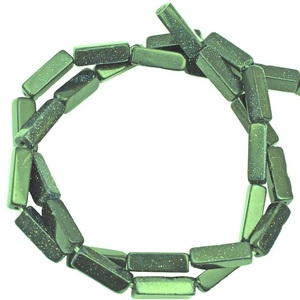 Haute qualité Rectangle perles vert goldstone perle cristal femmes collier bijoux carré pierre précieuse perle fabrication de bijoux suppler - Product Image 1