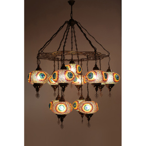 โคมไฟระย้าโมเสกแก้วแบบพิเศษสไตล์ตุรกี โครงเหล็ก/ทองเหลือง 13 ชิ้น รุ่นที่ 3 ขนาดต่างๆ  ตัดด้วยเลเซอร์ ปรับความสว่างได้ ประหยัดพลังงาน ได้รับมาตรฐาน CE - Product Image 2