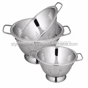 Ấn độ xuất khẩu bán buôn Hoa thép không gỉ colander với xử lý Giỏ rau cho home & nhà hàng