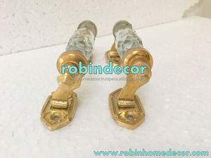 Poignée de porte en laiton Style Antique, 2 pièces, joli verre Transparent coupé, cristal - Product Image 2