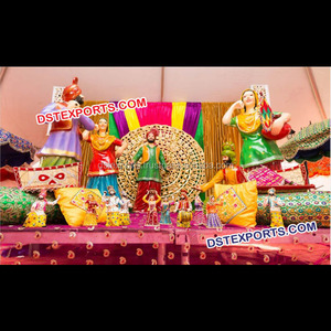 Aaja รูปปั้นวัฒนธรรม Nachle,FRP รูปปั้นเต้นรำงานแต่งงานรูปปั้น Jatt Jatti เต้นรำปัญจาบแบบดั้งเดิม - Product Image 1