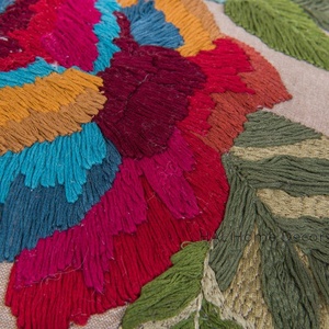 ปลอกหมอนอิงผ้าปักลายดอกไม้สไตล์อินเดียปลอกหมอน18X18ทรงสี่เหลี่ยมสำหรับตกแต่งโซฟาทำมือ - Product Image 3