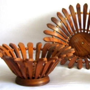 Juego de Fruteros de Madera, Cesta Redonda de Madera, Juego de Fruteros de Madera Hechos a Mano, Cesta de Cocina Hecha a Mano en Pakistán, Cubo de Madera Maciza - Product Image 1