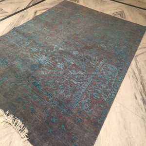 Tapis de bain brodé en laine/soie noué à la main, design persan blanc de haute qualité, absorbant et lavable, doux pour les pieds, pour hôtel haut de gamme - Product Image 1