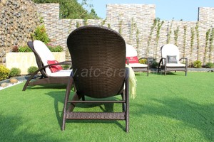 Meubles de jardin extérieurs modernes Poly PE Rotin Chaise longue avec cadre en aluminium pour la maison Park Hotel Courtyard Villa - Product Image 6