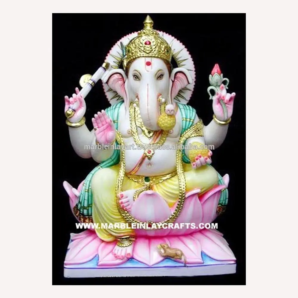 Reine Marmor Ganesh Ji Idole Statue Indischer Gott Marmor Ganesha Gott Statue Handgemachte feine Finishing Weißer Marmor Ganesh Statue