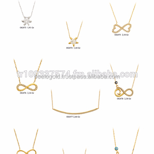 Sólido 14K oro amarillo infinito solitario collar elegante hecho a mano cadenas finas mujer boda aniversario regalo circón Turquía - Product Image 6