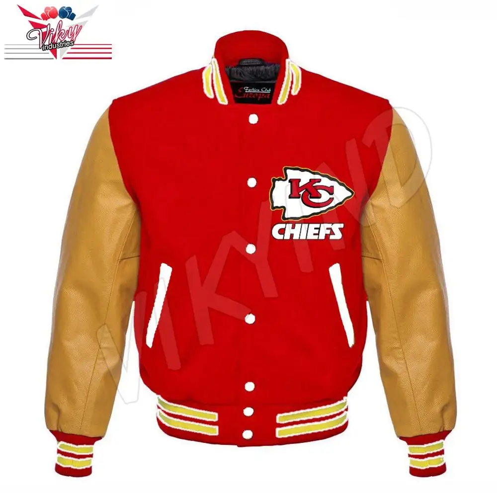 Premium Quality Custom Embroidered CHIEFS RED GOLD Varsity/Letterman/College Jacket