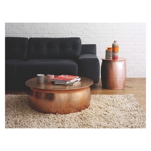 Table martelée avec finition cuivre, meuble de rangement luxueux - Product Image 1