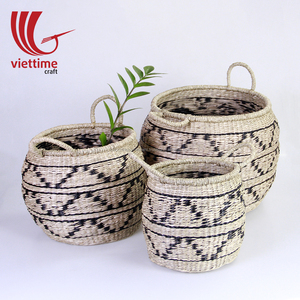 Set of 3 Seagrass Bolga <b>Baskets</b> Made in Vietnam Wholesale - Product Image 2