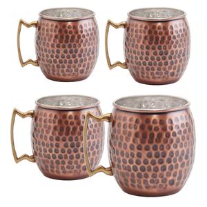 Tasse mule de Moscou martelée par baril de cuivre 100% avec finition et poignée antiques Verres élégants par fabricant indien - Product Image 2