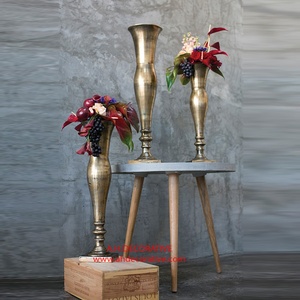 Florero alto de bronce elegante para centros de mesa de boda, florero de Metal de alta calidad para suelo de boda, urnas de bronce - Product Image 4