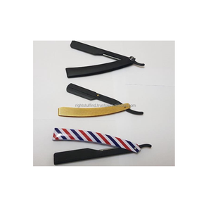 Mango de maquinilla de afeitar recto personalizado maquinilla de afeitar recta de barbero, para uso en salón navaja de afeitar de barbero de garganta de corte de metal plegable - Product Image 1