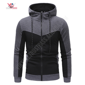 Sudadera con capucha para hombre, con cremallera, ropa para parte superior masculina, informal, de retales, ajustada, cálida, para exteriores, Otoño e Invierno - Product Image 1