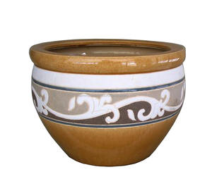 Maceta de Cerámica Moderna Hecha a Mano en Vietnam con Acabado Esmaltado, Forma Redonda para Decoración de Interiores/Exteriores del Hogar y Jardín - Product Image 1