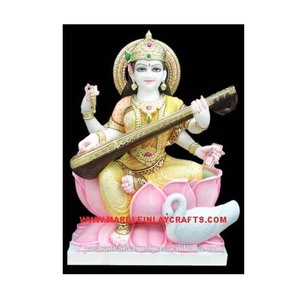 Statue de Saraswati Maa en marbre blanc, belle Statue - Product Image 1