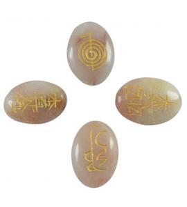 4 Pièces Peach Moon Pierre Naturelle Symbole Reiki Pierres de Palmier Poli Symboles Chakra Reiki Pierre Semi-Précieuse Artisanat Pierre Gemme - Product Image 1