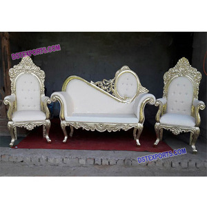 ชุดโซฟาโลหะสีเงินสำหรับงานแต่งงานของฮินดูแกะสลักหนักสำหรับงานแต่งงานอินเดีย DIL khush วัสดุไม้ธีมความรักสำหรับงานปาร์ตี้ - Product Image 1