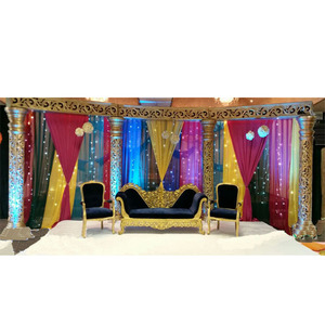 ล่าสุด Mehndi เวทีโซฟาสีฟ้ารอยัลตั้งผู้ผลิตเฟอร์นิเจอร์จัดงานแต่งงานเอเชียอินเดียจัดงานแต่งงานไม้แกะสลักโซฟา - Product Image 1