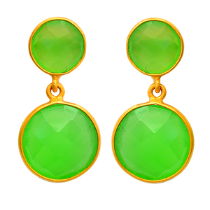 สีเขียว prehnite Chalcedony BEZEL ต่างหูห้อย925เครื่องประดับเงินสเตอร์ลิงทองแหวนแฟชั่นสำหรับผู้หญิงสำหรับงานแต่งงาน - Product Image 2