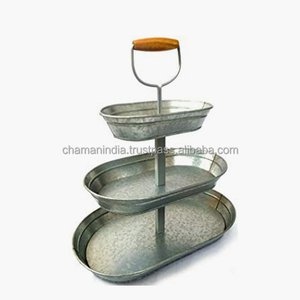 Panier de cuisine galvanisé à 3 niveaux, panier à fruits en métal, panier à ustensiles de cuisine polyvalent - Product Image 1