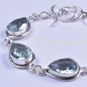 925 <b>Silver</b> <b>Bracelet</b>, Natural Green Amethyst Quartz Gemstone Jewelry, Fine Jewelry - Product Image 1