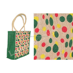 Geometric Pattern Reusable Extra Large Handled Jute Shopping <b>Bag</b> by LOWELLCRAFT - Product Image 3