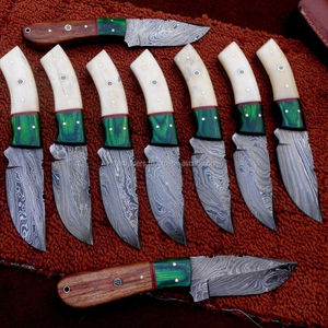 Couteau de chasse personnalisable OEM Bushcraft ZR193 avec lame fixe en acier damas de qualité bricolage et manche en os pour le camping - Product Image 1