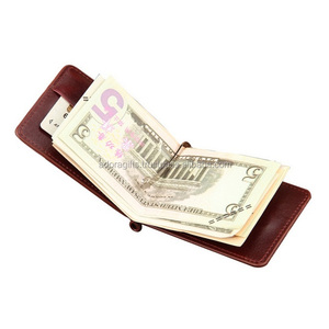 Portefeuille à deux volets en cuir de luxe pour hommes avec pince à billets Logo personnalisé Nouveau design - Product Image 1
