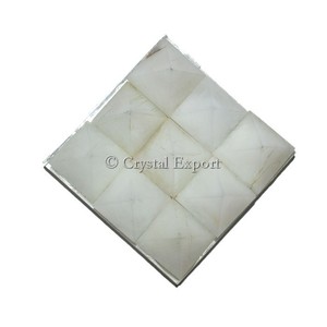 White Agate Lemurian 9 Pyramid Charging Plate - Product Image 1