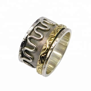 Eminent Natural Oxidized Hammered Spiral Designer Solid 925 Sterling Silver Brass <b>Spinner</b> <b>Ring</b> Eternal Vermeil <b>Rings</b> Jewelry - Product Image 1
