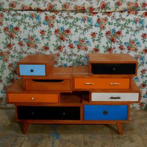 ตู้ลิ้นชักไม้หลายชั้นสไตล์ย้อนยุคไม้เนื้อแข็งเฟอร์นิเจอร์เก็บของสำหรับห้องนั่งเล่นและห้องนอน - Product Image 2