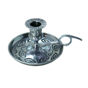 Round Shape Nickle Plated <b>Candlestick</b> Holder Decorative Metal Chamber Stick Small Metal Chamber Stick Chamberstick - Product Image 2