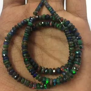 4mm natürliche äthiopische schwarze Opal facettierte Rondelle Edelstein Perlen Strand für Schmuck herstellung Halskette Armband Steine lose AAA
