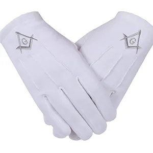 Масонов масонской х/б перчатки тонкая квадратная и компас машинной вышивкой