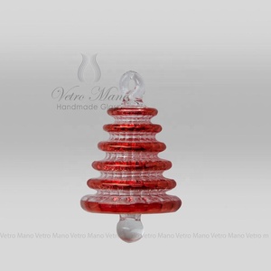 Ornamento de vidrio soplado y hecho a mano, forma de árbol - Product Image 1